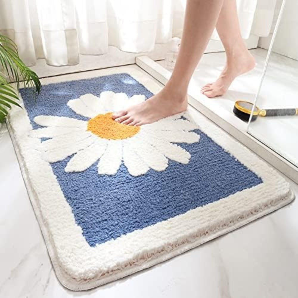 Fleur Plush Floral Bath Mat – Ultra-Soft Absorbent Non-Slip Mat