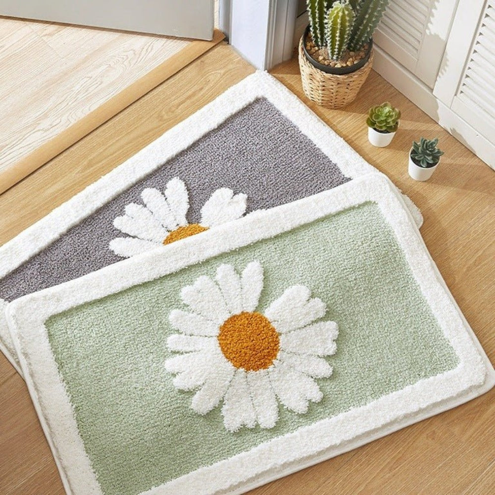 Fleur Plush Floral Bath Mat – Ultra-Soft Absorbent Non-Slip Mat