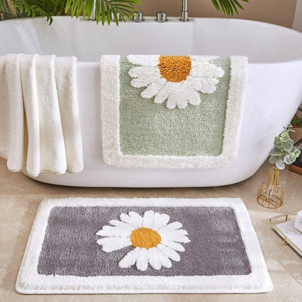 Fleur Plush Floral Bath Mat – Ultra-Soft Absorbent Non-Slip Mat