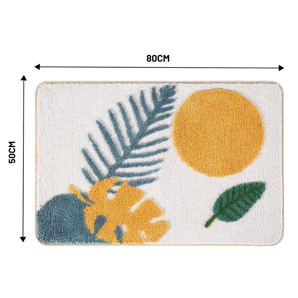 Floral Leaf Non-Slip Bath Mat – Soft Absorbent Quick-Dry Bathroom Mat