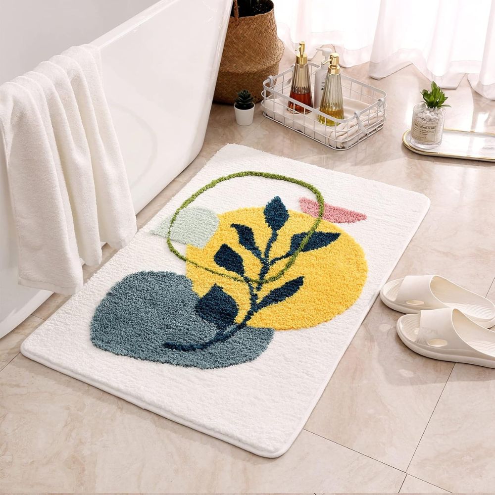 Floral Leaf Non-Slip Bath Mat – Soft Absorbent Quick-Dry Bathroom Mat