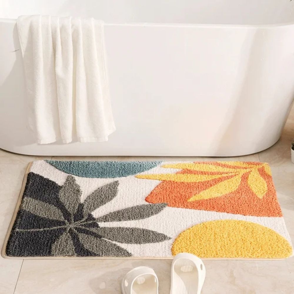 Floral Leaf Non-Slip Bath Mat – Soft Absorbent Quick-Dry Bathroom Mat