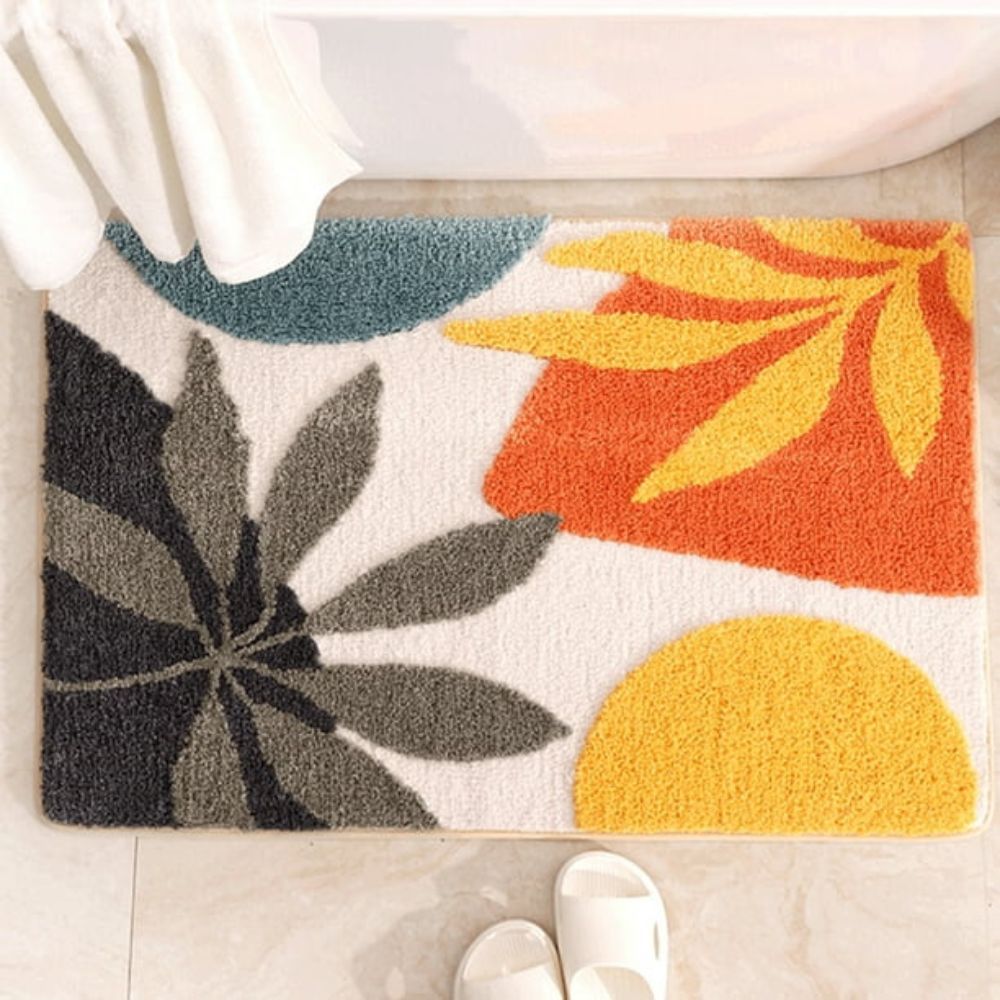 Floral Leaf Non-Slip Bath Mat – Soft Absorbent Quick-Dry Bathroom Mat
