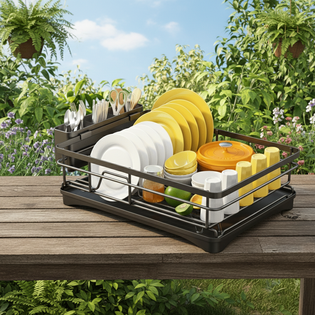 FLOWRACK Dish Drying Rack – Modern Space-Saving Sink Drainer