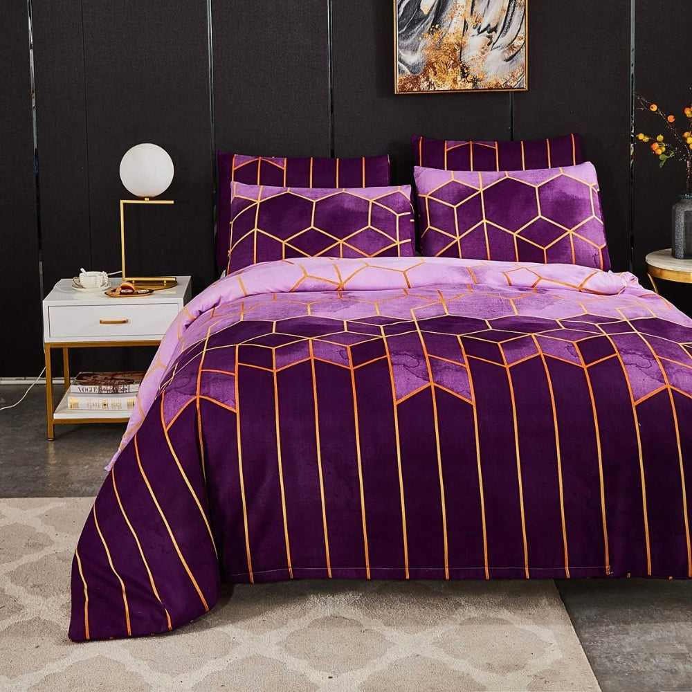 Golden Cosmo Hive Duvet Cover Set (3 Pcs) – Luxe Geometric Bedding