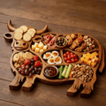 Highland Solid Wood Serving Board – Charcuterie Board with Cow Motif