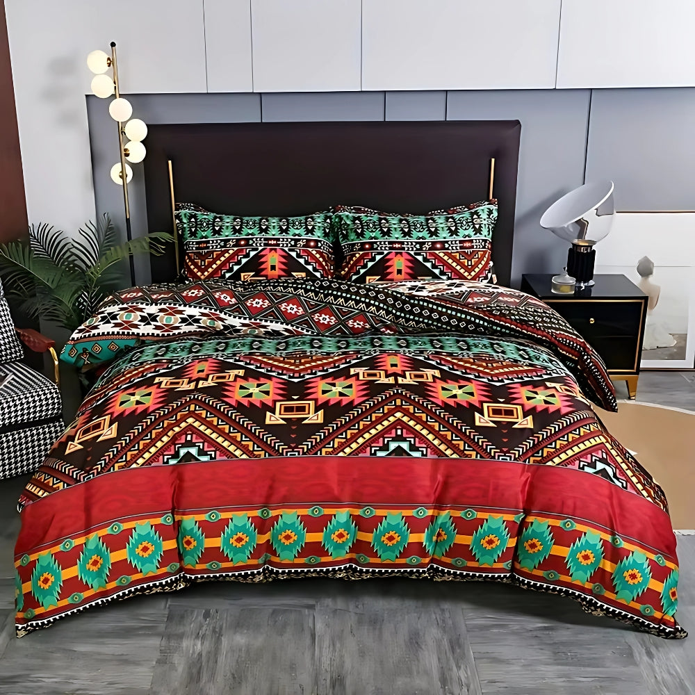 Indara Boho Tribal Print Duvet Cover Set – Bohemian Bedding