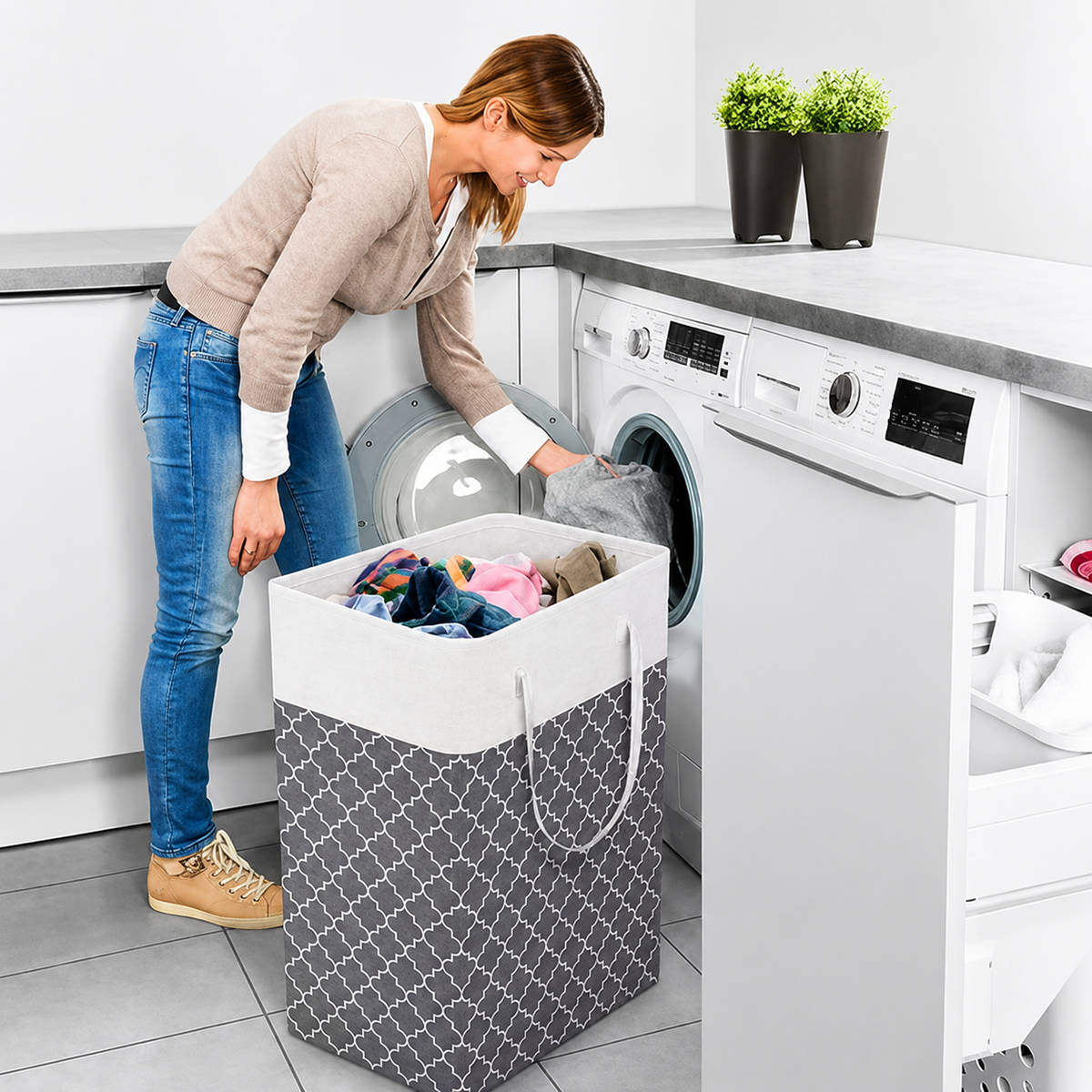 Lauva 75L Waterproof Laundry Basket | Foldable Fabric Hamper with Handles