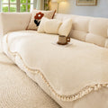Luxury Chenille Tassel Sofa Cover – Woven-Texture Non-Slip Couch Slipcover