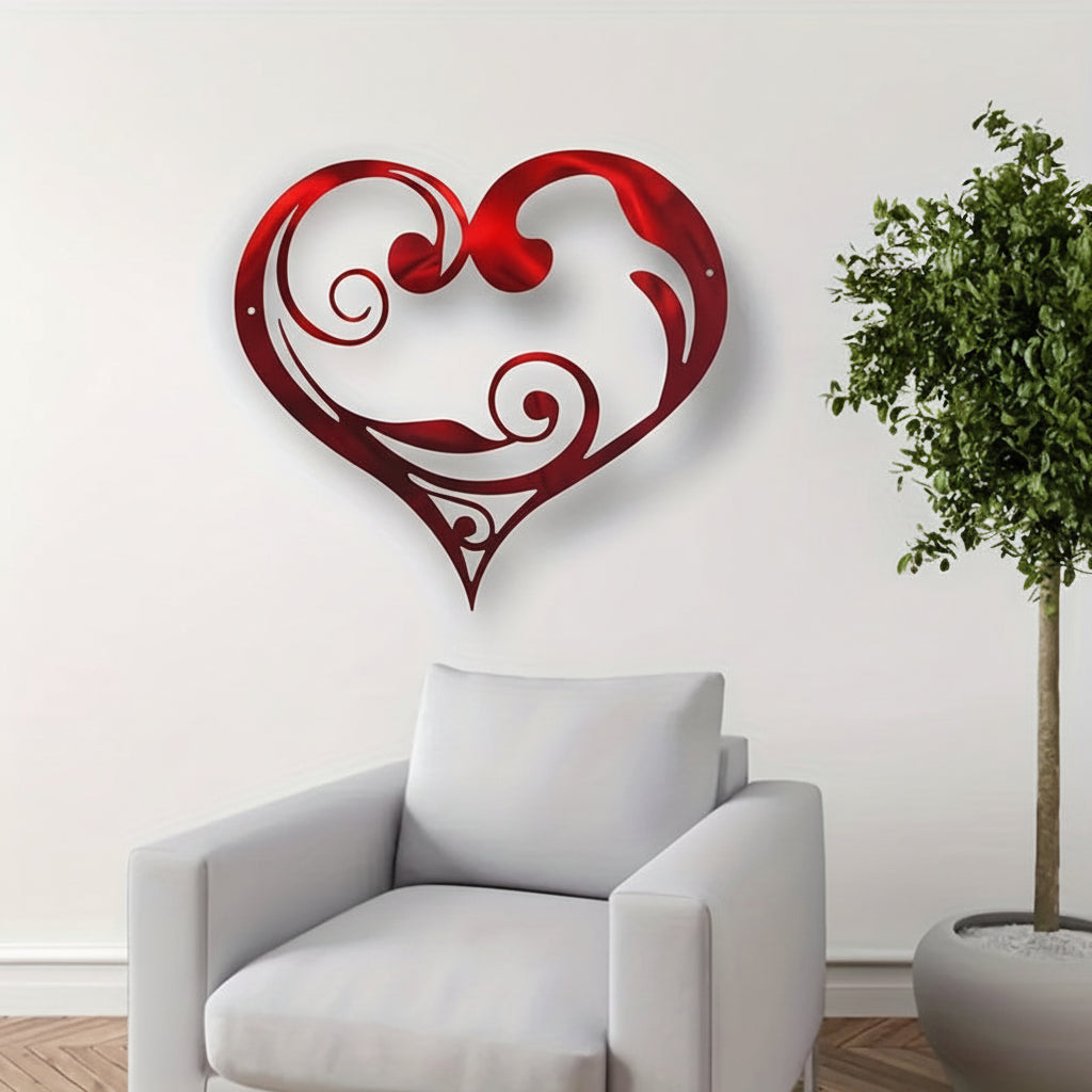 Metal Heart Floral Wall Art – Antique-Style Decorative Wall Decor