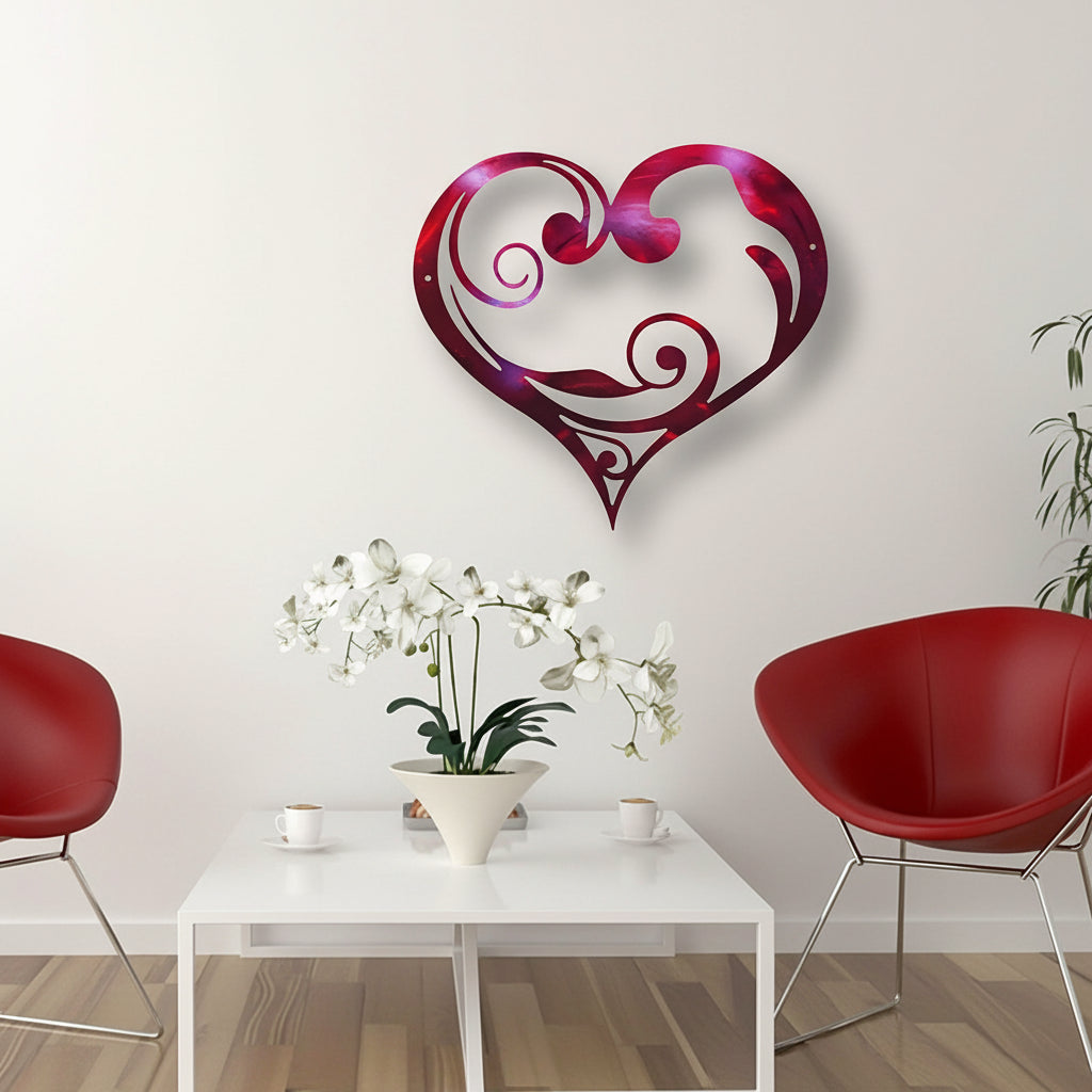 Metal Heart Floral Wall Art – Antique-Style Decorative Wall Decor