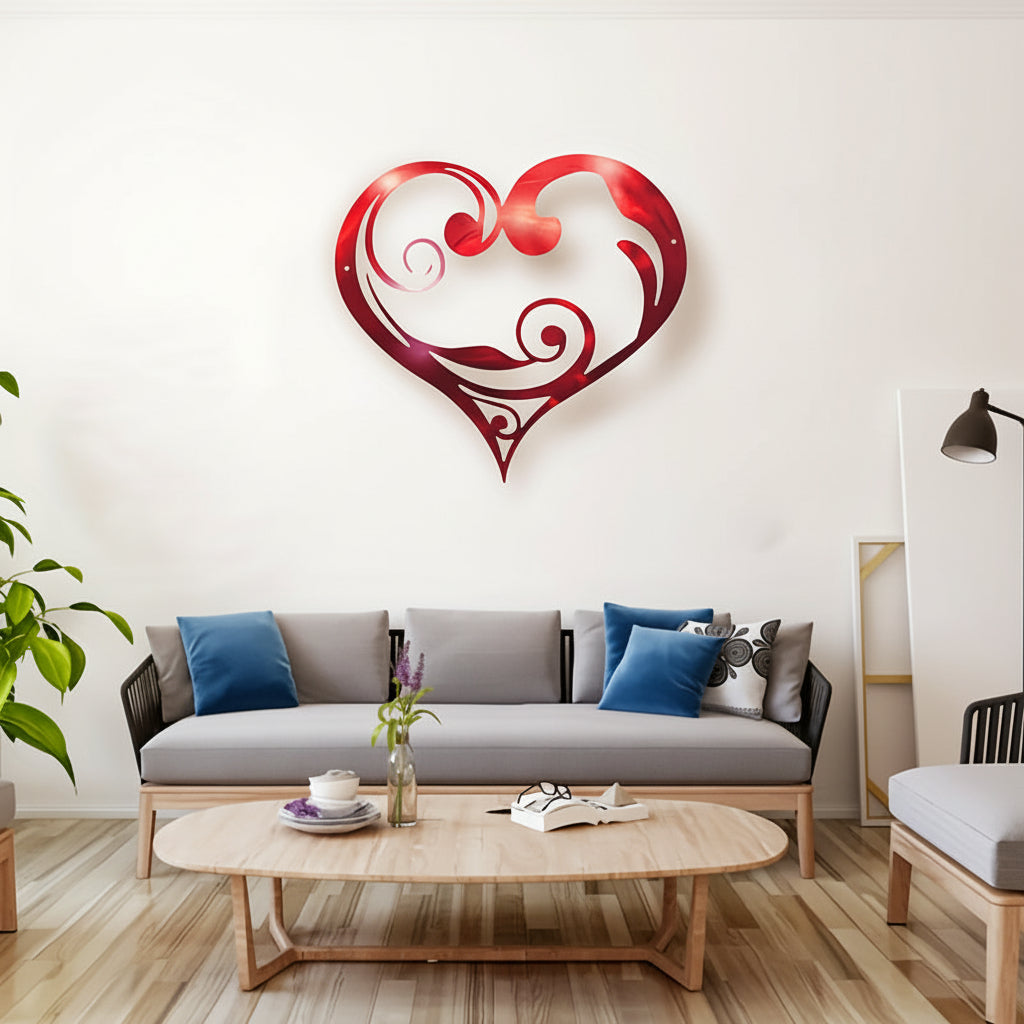 Metal Heart Floral Wall Art – Antique-Style Decorative Wall Decor