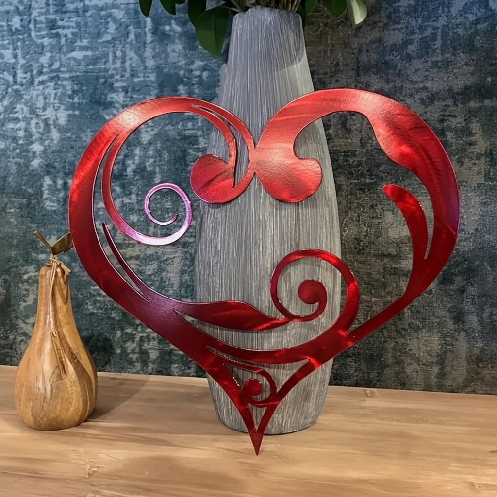 Metal Heart Floral Wall Art – Antique-Style Decorative Wall Decor