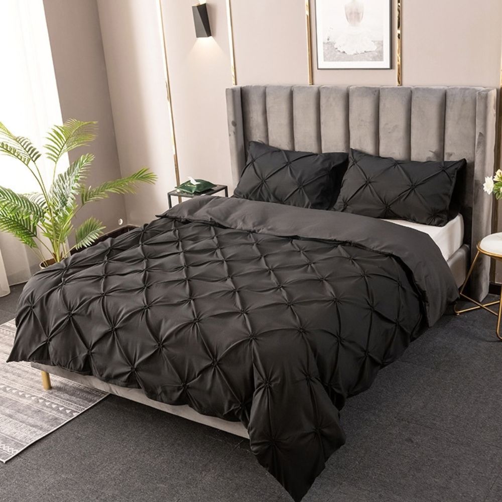 Amore Luxury Pinch Pleat Duvet Cover Set – Elegant Textured Bedding