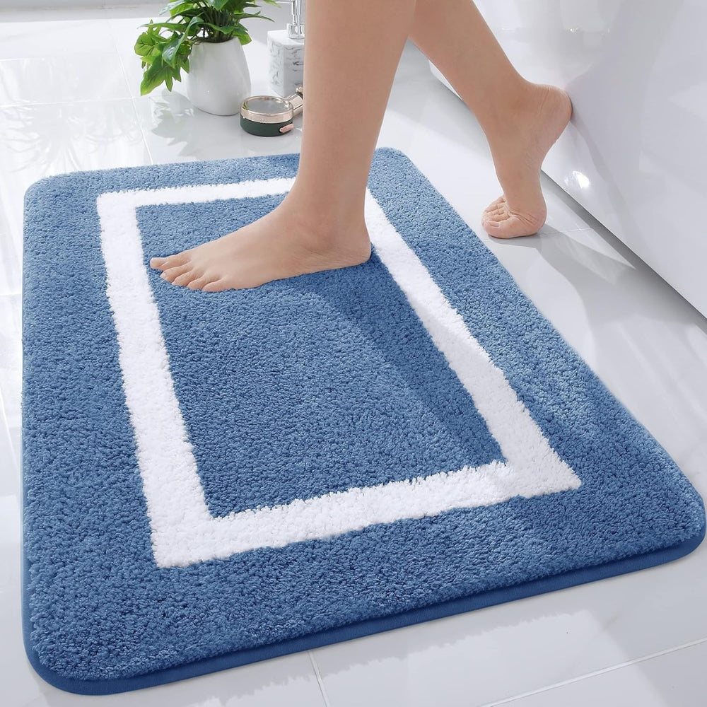 Modern Border Anti-Slip Bath Mat – Soft Absorbent Quick-Dry Mat