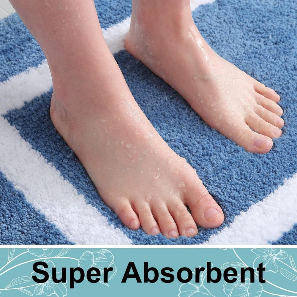 Modern Border Anti-Slip Bath Mat – Soft Absorbent Quick-Dry Mat