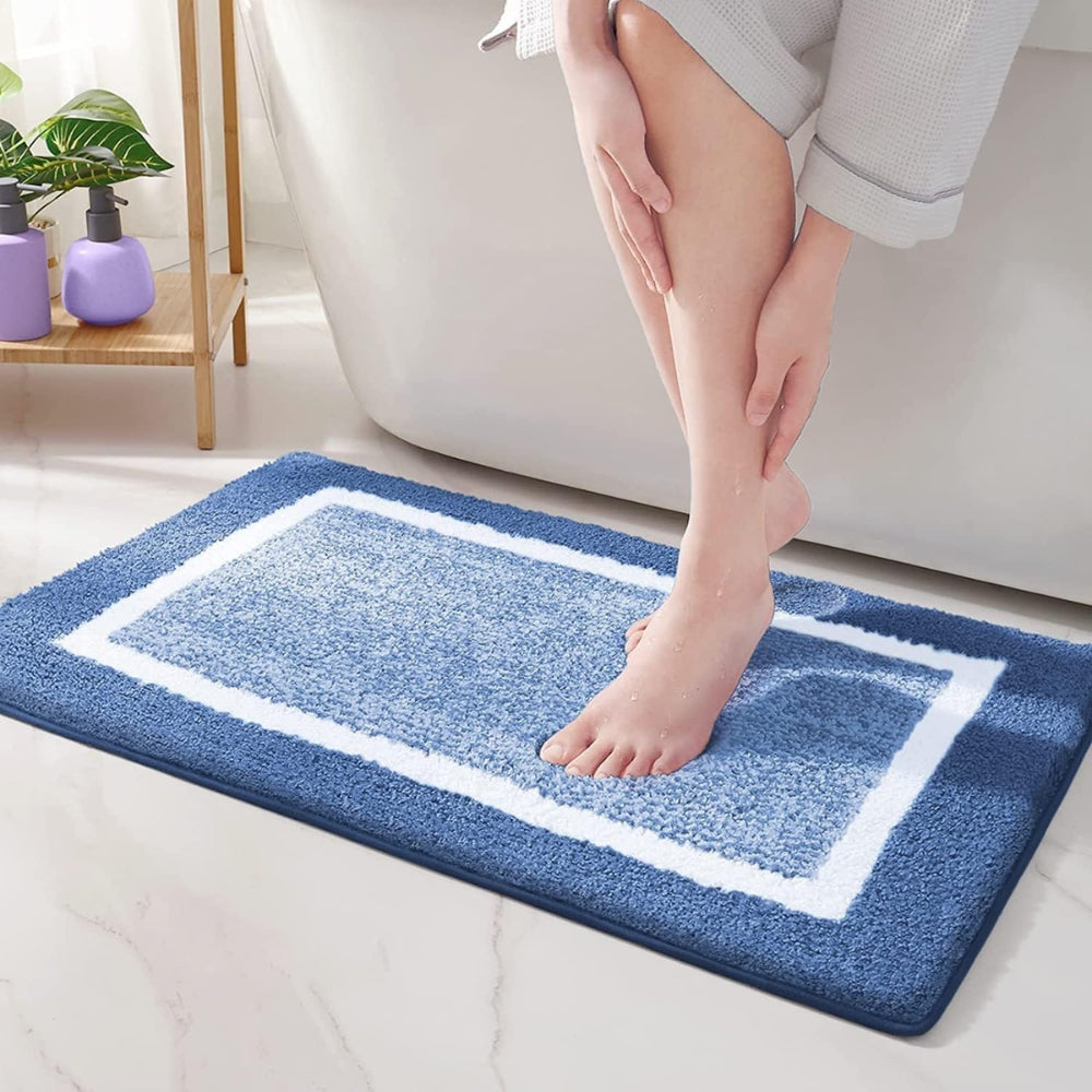 Modern Border Anti-Slip Bath Mat – Soft Absorbent Quick-Dry Mat