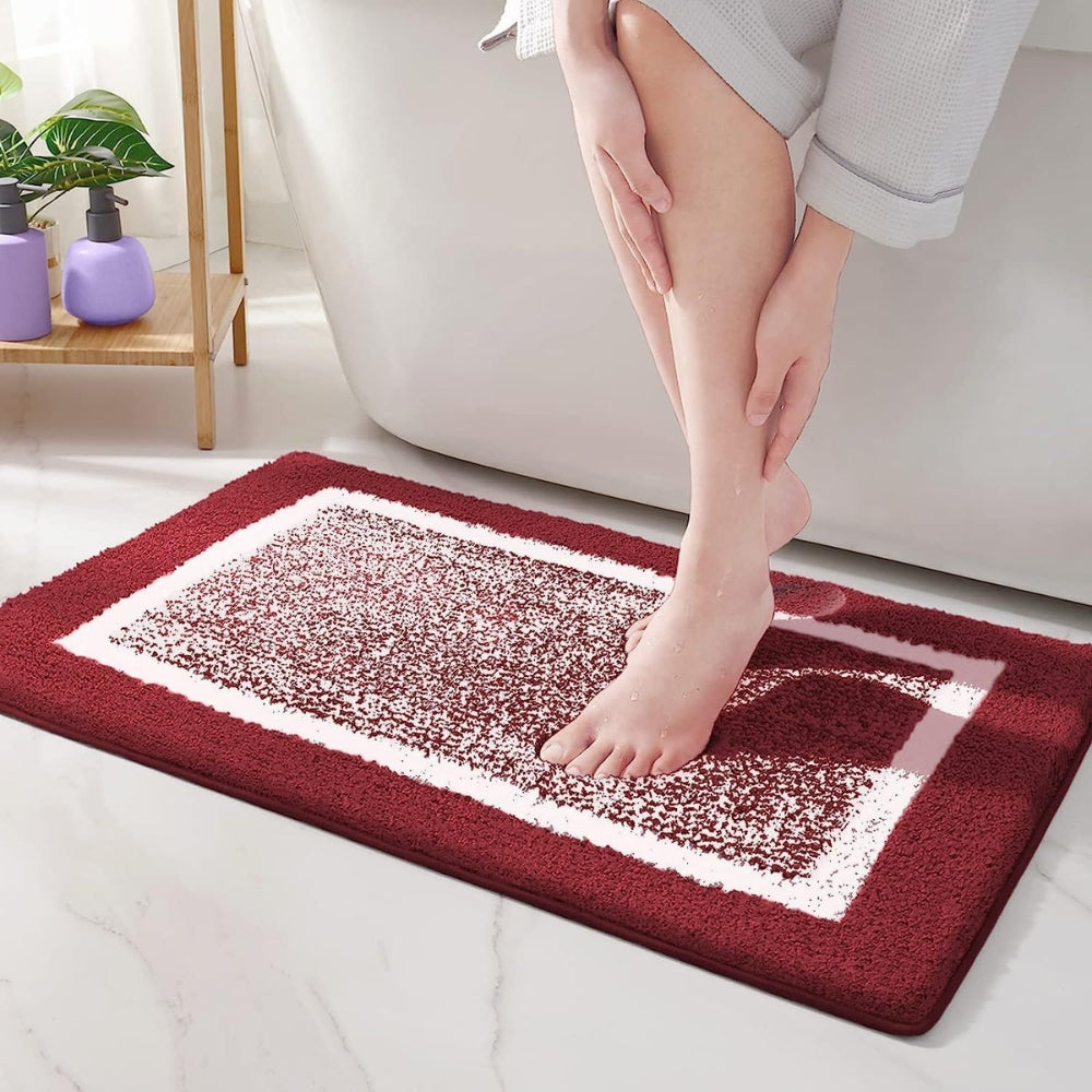 Modern Border Anti-Slip Bath Mat – Soft Absorbent Quick-Dry Mat