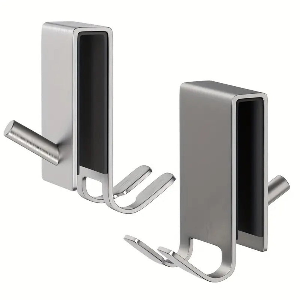 On-Glass Stainless Shower Door Hooks – Over-the-Door Bathroom Hooks