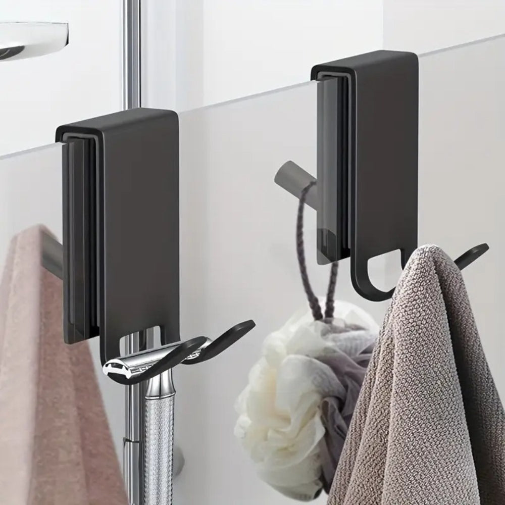 On-Glass Stainless Shower Door Hooks – Over-the-Door Bathroom Hooks