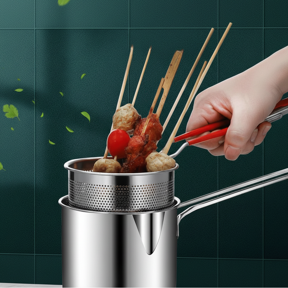 SMARTFRY Stainless Steel Deep Fryer Pot – Anti-Scald Oil-Saving Fryer
