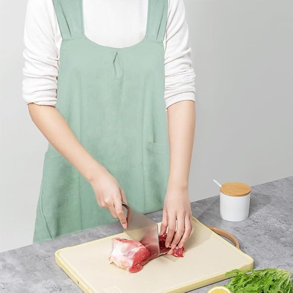 Nari Korean-Inspired Cross-Back Apron – Linen-Style Kitchen Apron