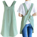 Nari Korean-Inspired Cross-Back Apron – Linen-Style Kitchen Apron