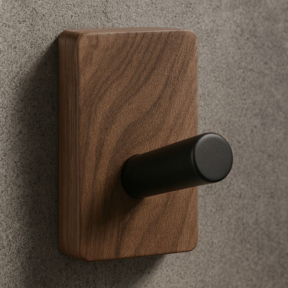 Natural Wood Hook Wall Organizer – Entryway Rail for Coats & Keys
