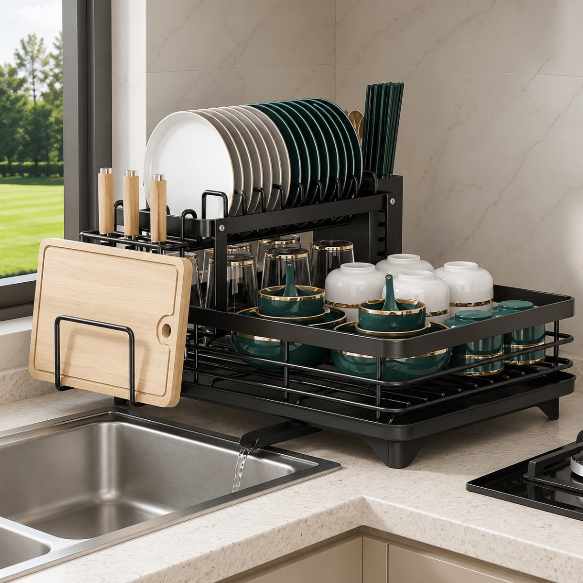 ORGADRAIN Foldable Dish Drying Rack – Roll-Up Over-Sink Drainer