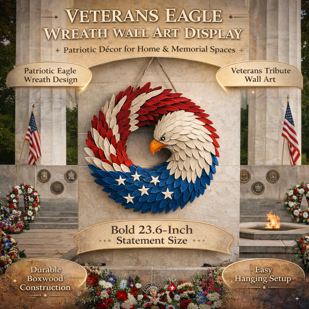 Eagle Boxwood Memorial Wreath – Decorative Door & Wall Accent