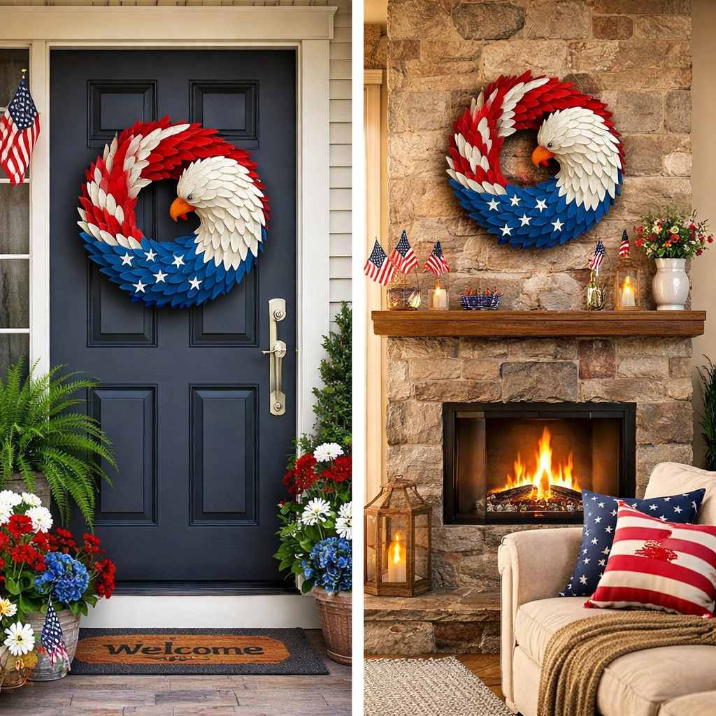 Eagle Boxwood Memorial Wreath – Decorative Door & Wall Accent
