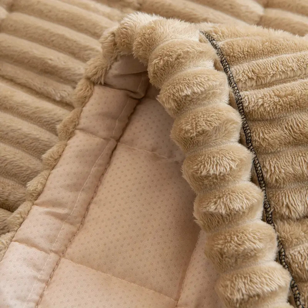 Plush Pleated Edge Sofa Cover – Soft Non-Slip Couch Protector