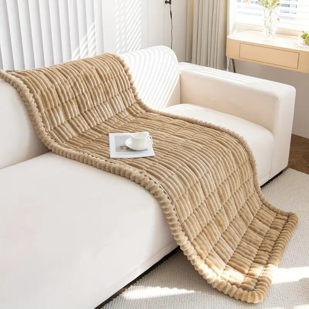 Plush Pleated Edge Sofa Cover – Soft Non-Slip Couch Protector