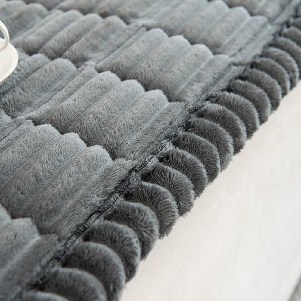 Plush Pleated Edge Sofa Cover – Soft Non-Slip Couch Protector
