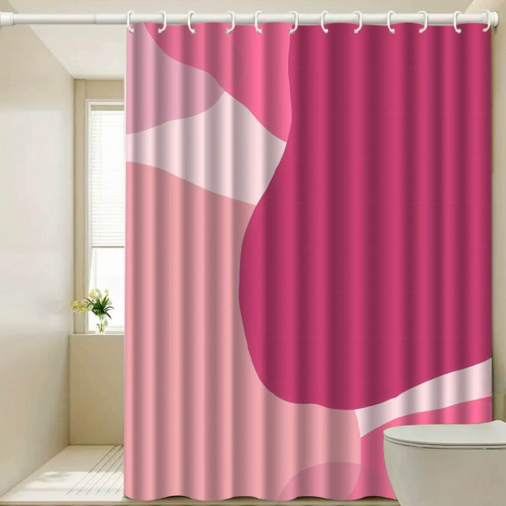 Poppie Bright Pink Shower Curtain – Bold Waterproof Fabric Bath Curtain