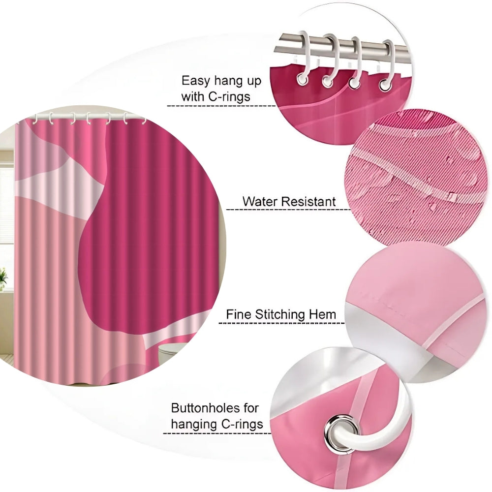 Poppie Bright Pink Shower Curtain – Bold Waterproof Fabric Bath Curtain