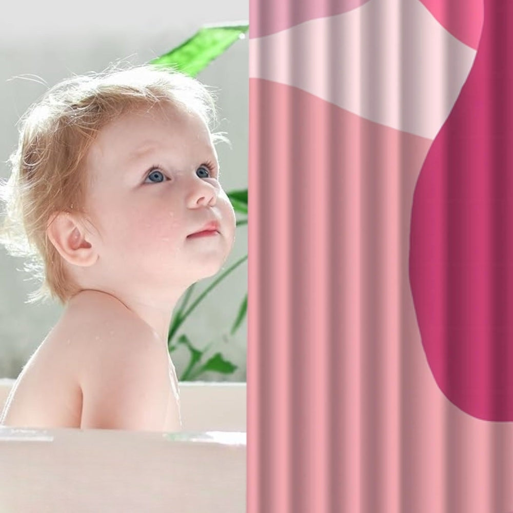 Poppie Bright Pink Shower Curtain – Bold Waterproof Fabric Bath Curtain