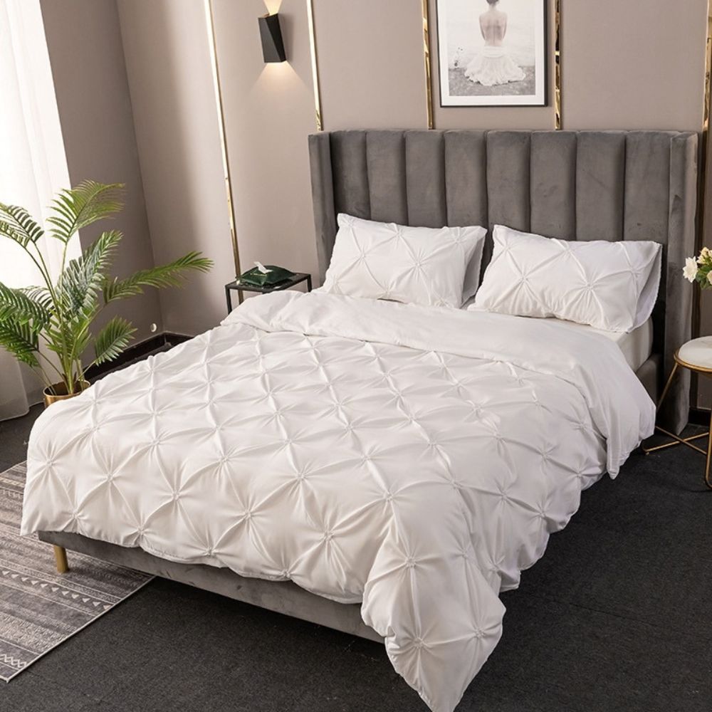 Amore Luxury Pinch Pleat Duvet Cover Set – Elegant Textured Bedding