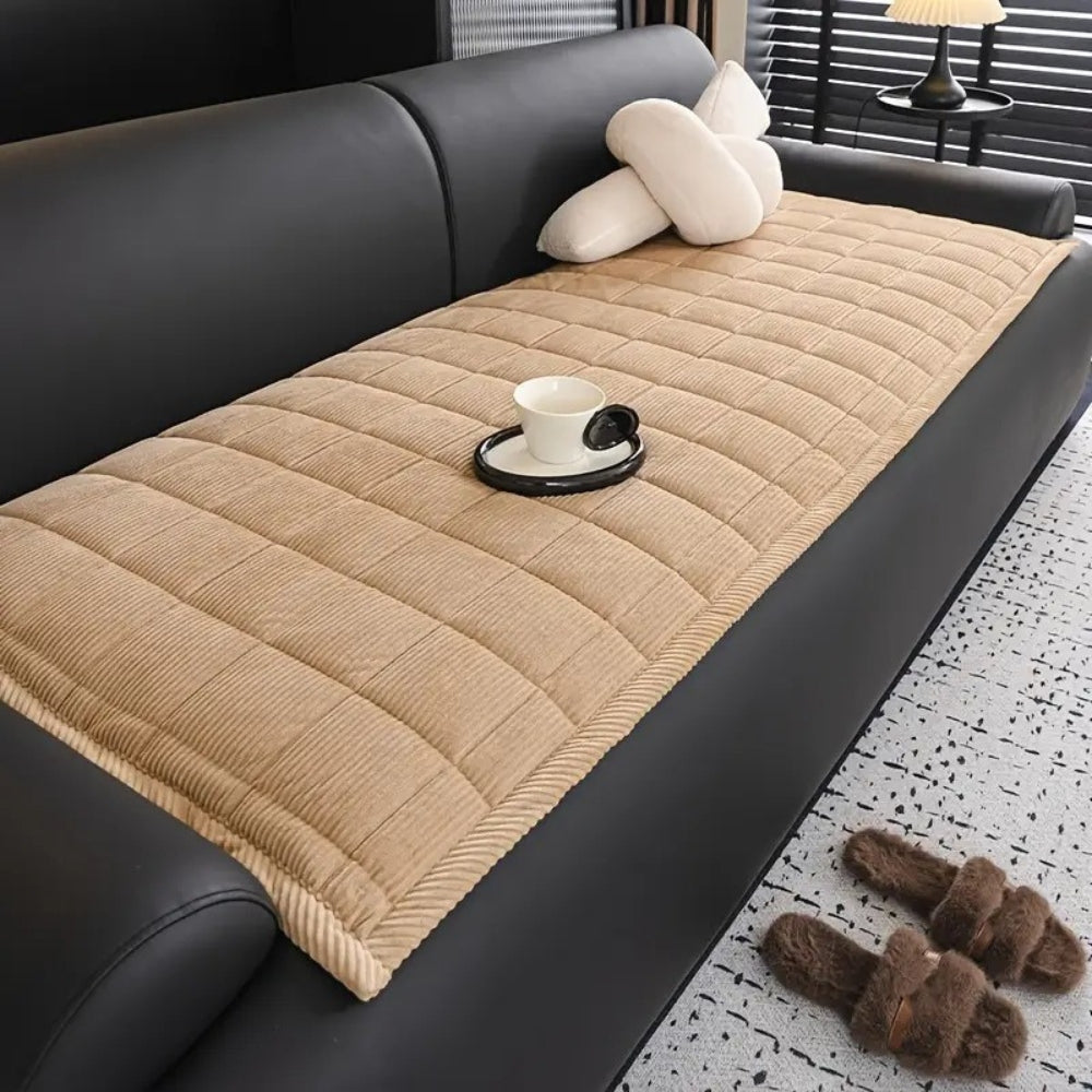 Metro Line Quilted Couch Cover Mat – Non-Slip Sofa Protector Throw