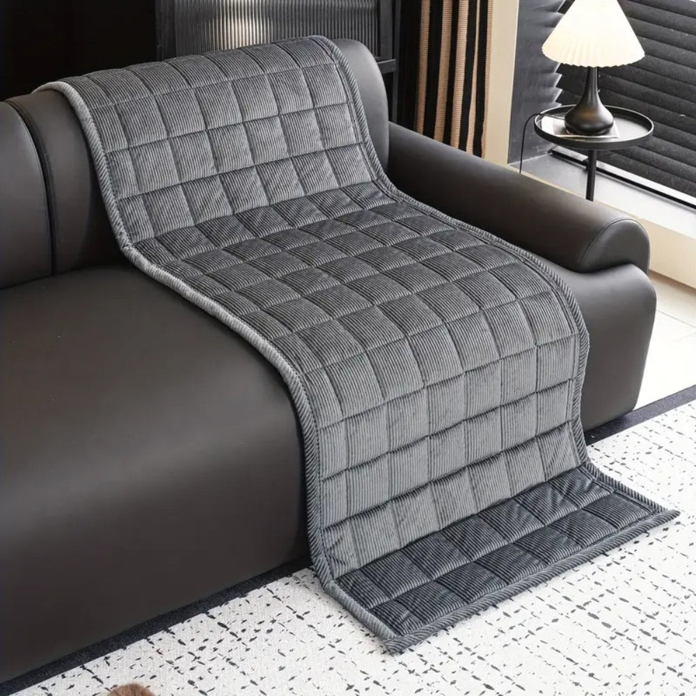 Metro Line Quilted Couch Cover Mat – Non-Slip Sofa Protector Throw