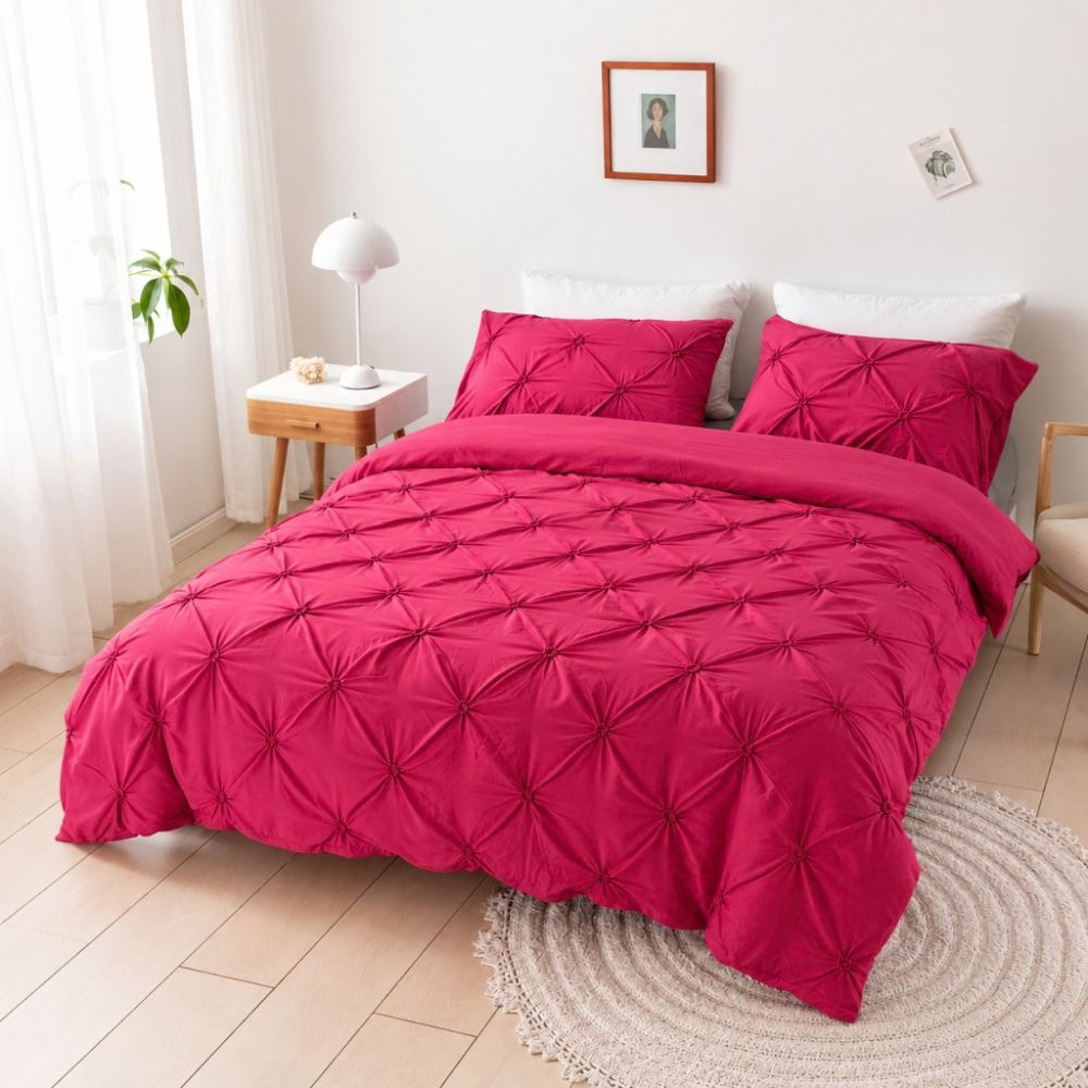 Amore Luxury Pinch Pleat Duvet Cover Set – Elegant Textured Bedding