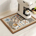 Retro Tile Absorbent Coffee Mat – Quick-Dry Countertop Drying Mat