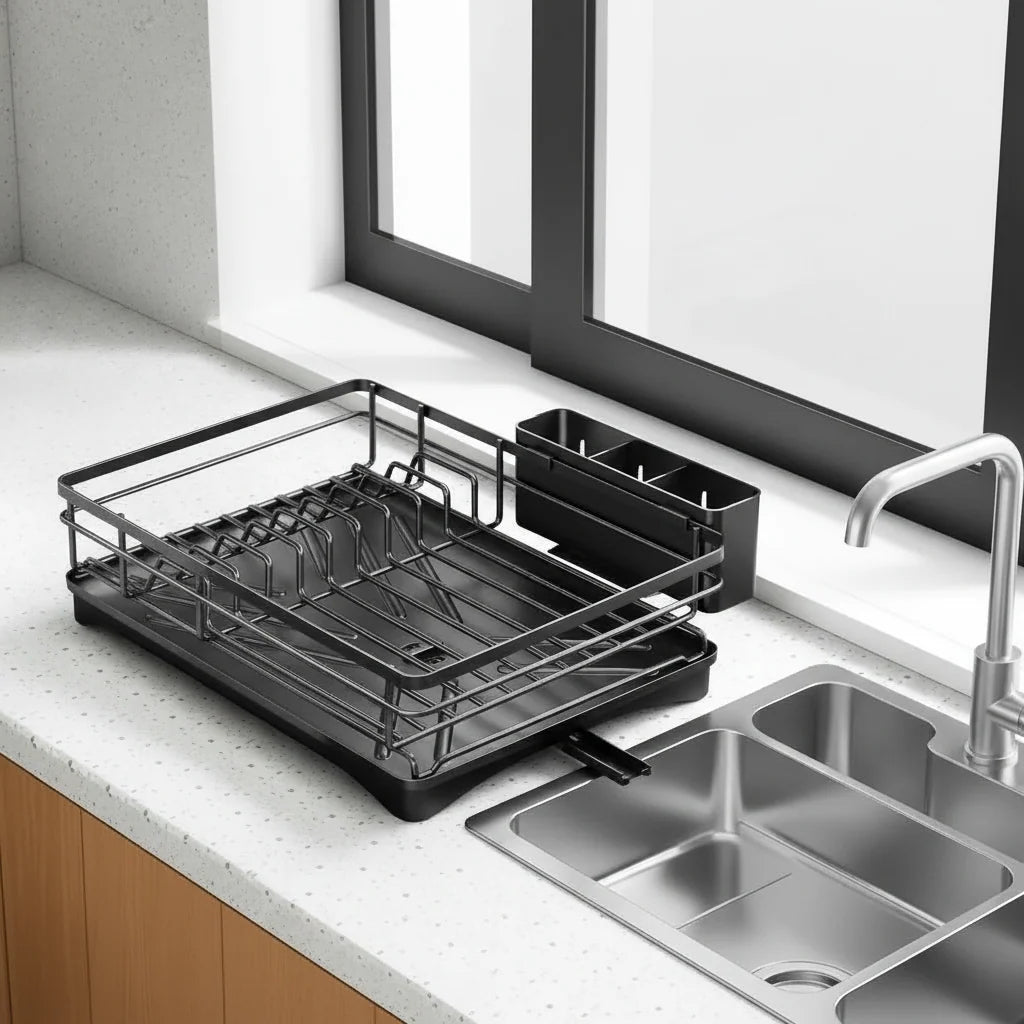 FLOWRACK Dish Drying Rack – Modern Space-Saving Sink Drainer