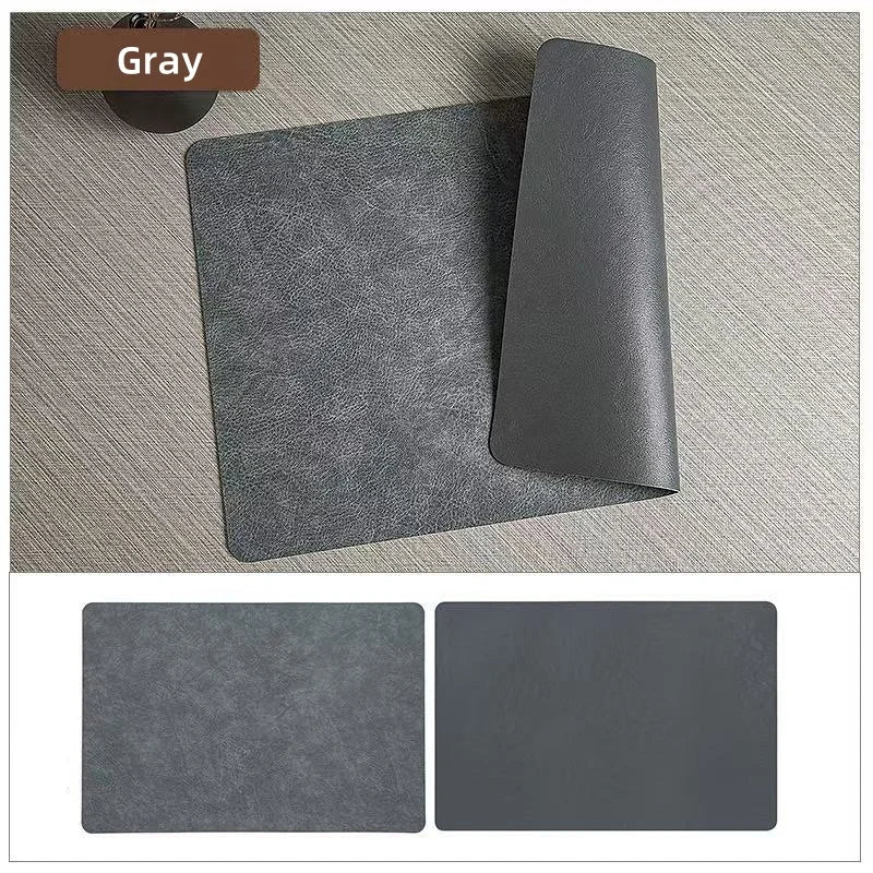 DuoMat Reversible Faux-Leather Placemats – Heatproof Waterproof Table Set