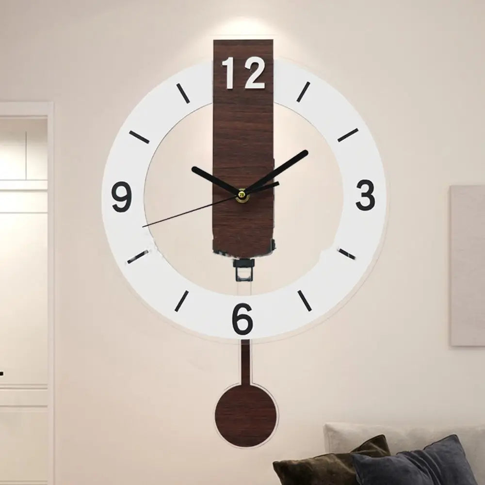 Minimalist Pendulum Wall Clock – Modern Acrylic & Wood Design Clock