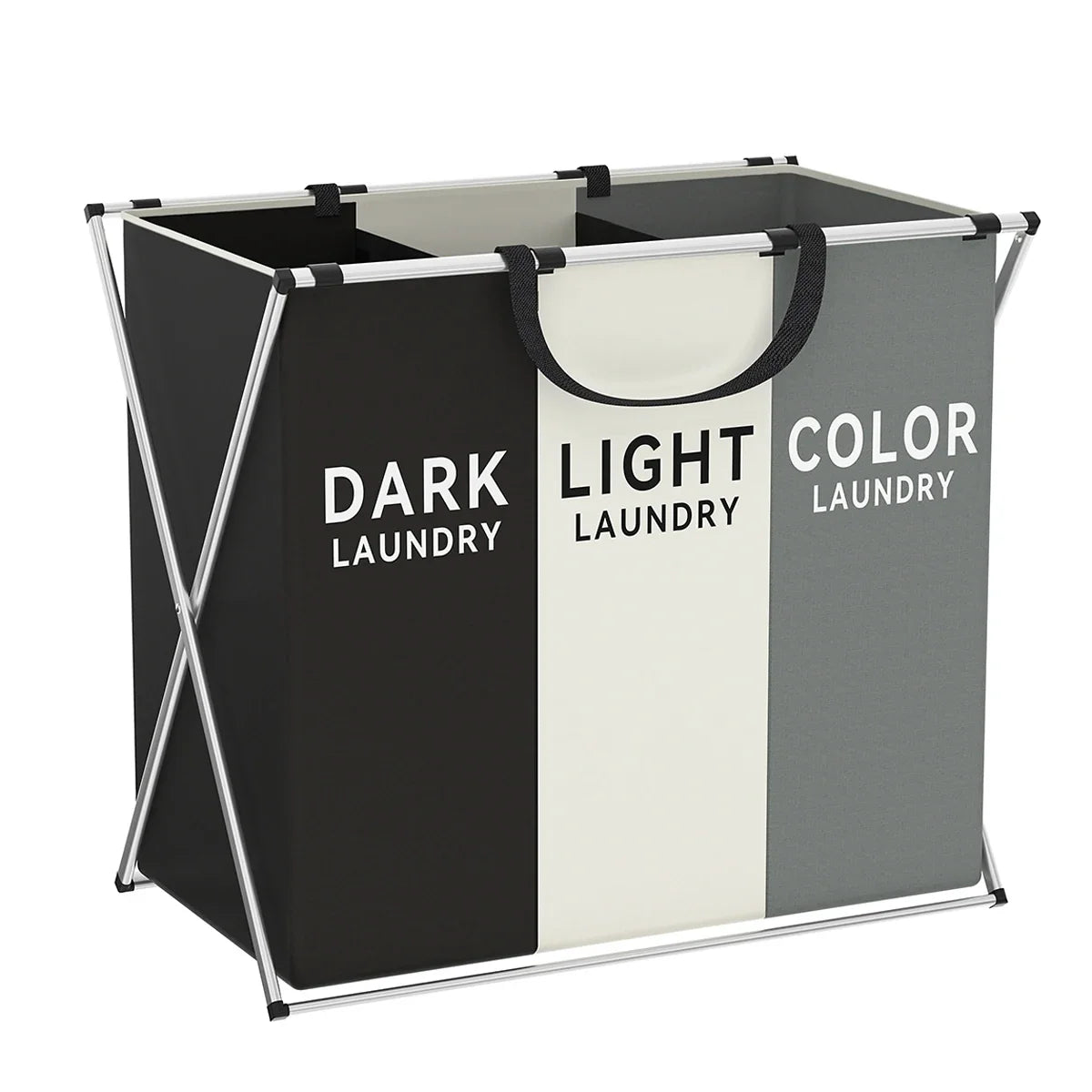 TriSort Multi-Compartment Laundry Basket | Foldable Sorter with Handles