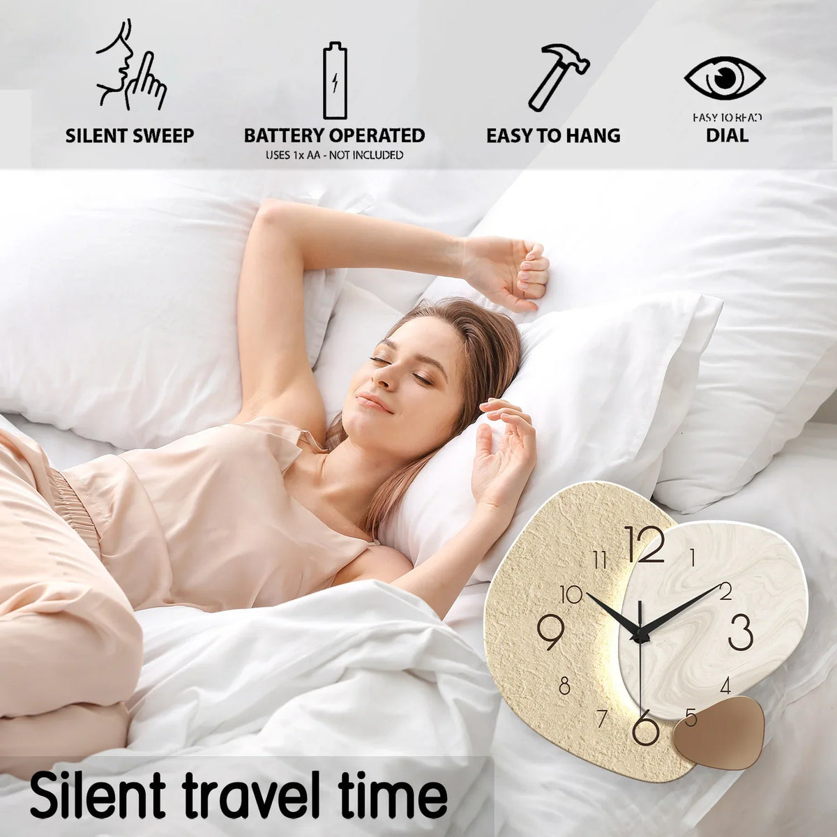 TempoStone Modern Wall Clock – Minimalist Silent Quartz Clock
