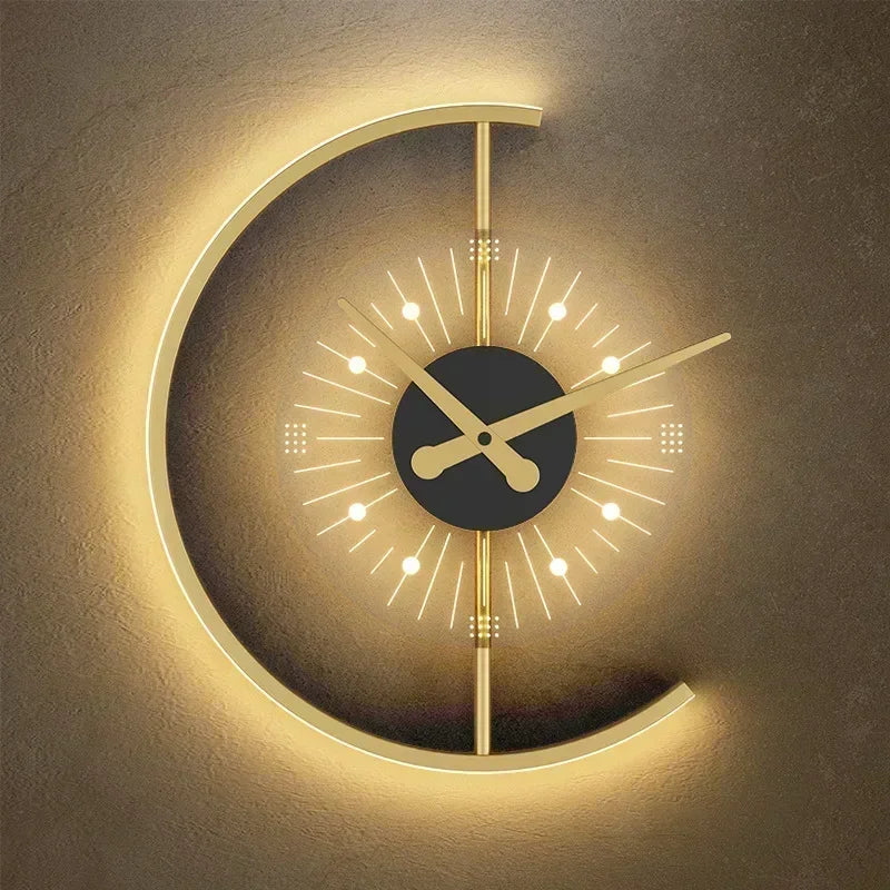 Lunaris LED Wall Clock Lamp – Postmodern Clock & Wall Light