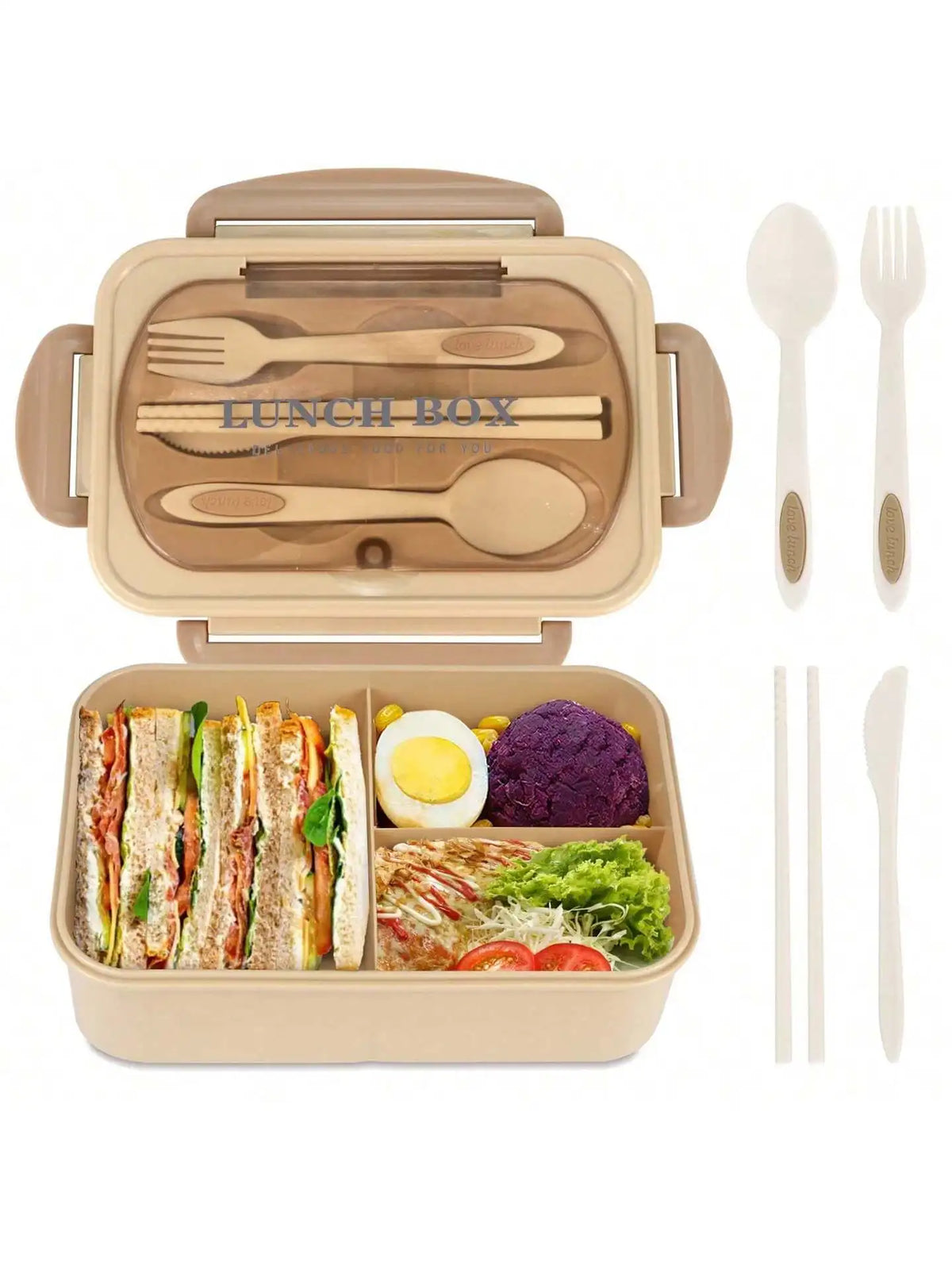 MealMate 1200ml Bento Lunch Box | 4 Compartments, Leakproof with Cutlery