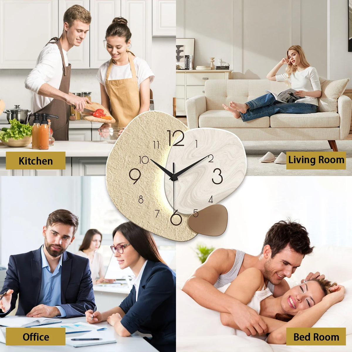 TempoStone Modern Wall Clock – Minimalist Silent Quartz Clock